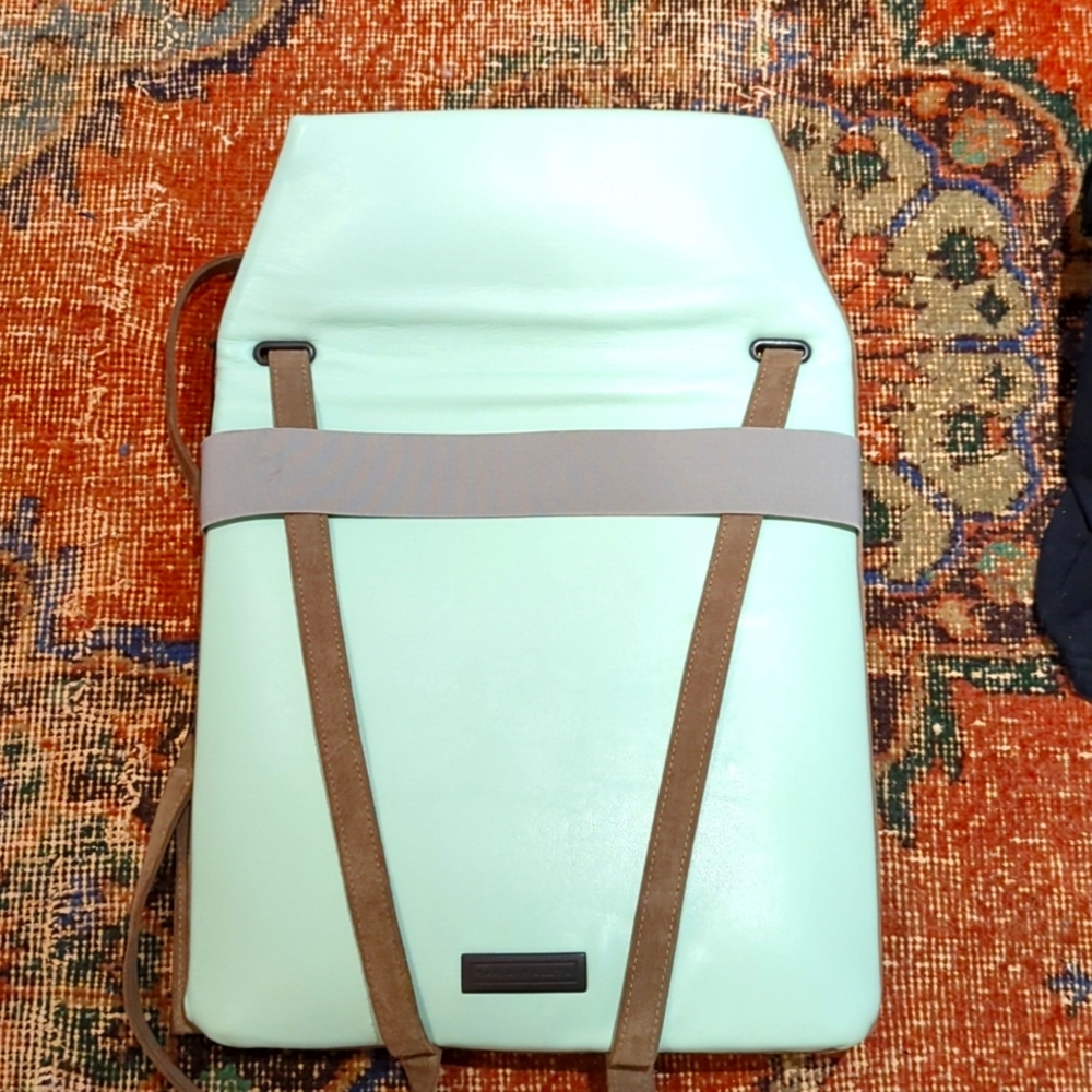 Maria/Maleta reversible backpack mint grey suede